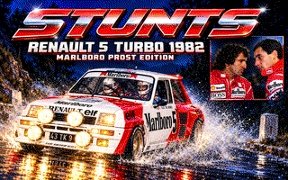 Original Renault 5 Turbo title screen from the pack, with Senna and Prost
